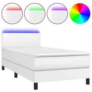 Fehér műbőr rugós ágy matraccal és led-del 90x190 cm kép