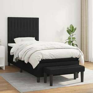 vidaXL fekete szövet rugós ágy matraccal 100 x 200 cm kép
