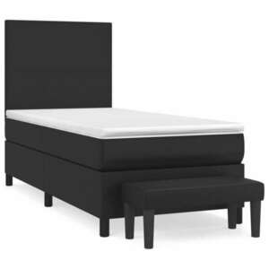 Fekete műbőr rugós ágy matraccal 90x190 cm kép
