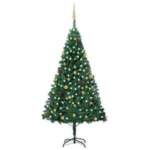 vidaXL zöld műkarácsonyfa LED-ekkel és gömbszettel 240 cm kép