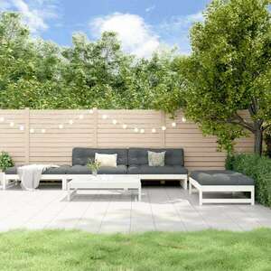 vidaXL 5 részes fehér tömör fa kerti ülőgarnitúra párnával kép