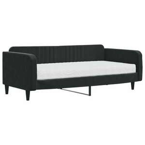 Fekete bársony kanapéágy matraccal 100 x 200 cm kép