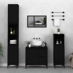 vidaXL fekete szerelt fa fürdőszobaszekrény 30 x 30 x 190 cm kép