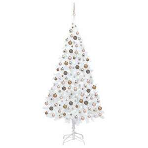 vidaXL fehér műkarácsonyfa LED-ekkel és gömbszettel 240 cm kép