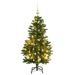 vidaXL csuklópántos műkarácsonyfa 150 LED-del és gömbökkel 150 cm kép