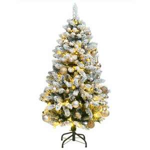 vidaXL csuklópántos műkarácsonyfa 150 LED-del és gömbökkel 120 cm kép