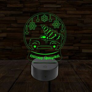 3D LED lámpa - Auto karácsonyfával kép