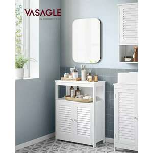 VASAGLE Fürdőszoba padlótároló dupla ajtókkal, 30x60x80cm, fehér kép