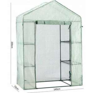 Kerti üvegház, sátor típusú fémkerettel, 140x73x200cm, fehér, 1nm kép