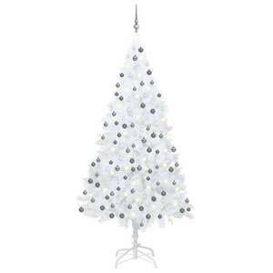 Fehér megvilágított műkarácsonyfa gömb szettel 240 cm kép