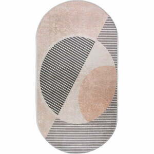 Világos rózsaszín-krémszínű mosható szőnyeg 60x100 cm Oval – Vitaus kép
