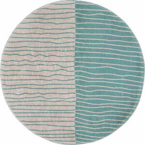 Krémszínű-türkiz mosható kerek szőnyeg ø 120 cm Yuvarlak – Vitaus kép
