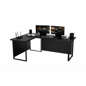 NAVI sarok számítógépasztal + tábla, 200/135x74x65, fekete kép