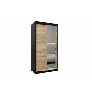 VETRONA 2 ruhásszekrény, 100x200x62, fekete/tölgy sonoma kép