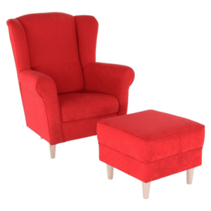 Fotel + puff, piros, ASTRID kép
