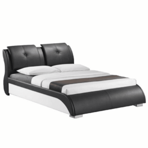 Modern ágy + ágyrács, fekete + fehér textilbőr, 160x200, TORENZO kép