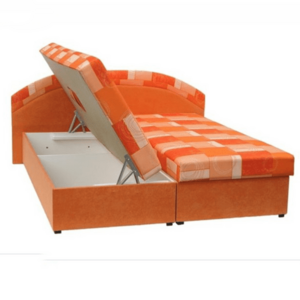 Dupla ágy, rugós, narancssárga/minta, KASVO kép