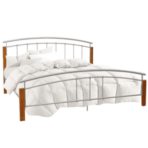 Dupla ágy, égerfa/ezüst fém, 180x200, MIRELA kép