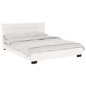 Ágy ágyráccsal, 160x200, fehér textilbőr, MIKEL kép