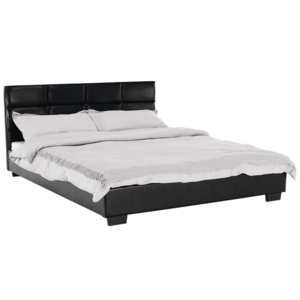 Ágy ágyráccsal, 160x200, fekete textilbőr, MIKEL kép