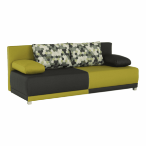 kinyitható kanapé, szürke/zöld/minta párnák, SPIKER kép