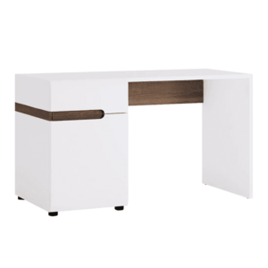 PC asztal, fehér extra magasfényű HG/tölgy sonoma sötét trufla, LYNATET TYP 80 kép