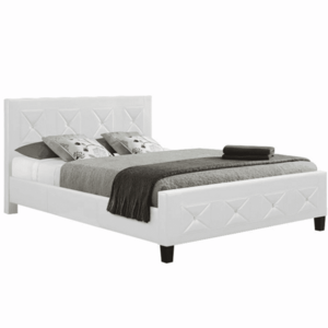 Dupla ágy ágyráccsal, textilbőr fehér, 160x200, CARISA kép