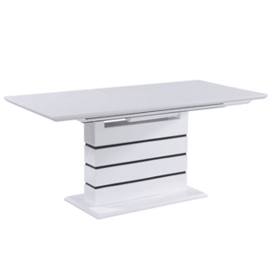 Meghosszabbítható étkezőasztal, fehér extra magasfényű HG, 140-180x90 cm, MEDAN kép