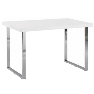 Étkezőasztal, fehér HG + króm, 130x80 cm, TALOS kép