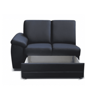 2- személyes kanapé rakodótérrel, textilbőr fekete, balos, BITER 2 1B ZS kép