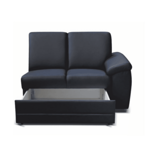2- személyes kanapé támasztékokkal és rakodótérrel, textilbőr fekete, jobbos, BITER 2 1B ZS kép