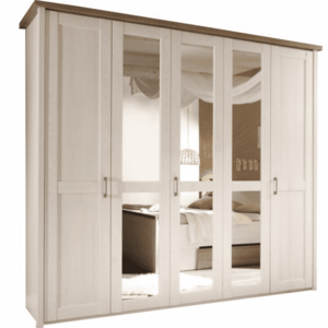 5-ajtós szekrény, DTD fóliázott, sonoma tölgy trüffel/mandulafenyő fehér, LUMERA kép