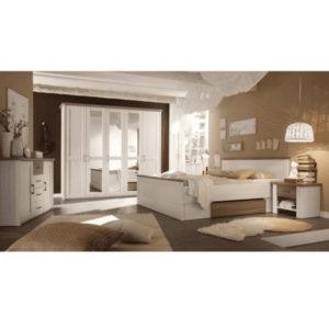 Hálószoba bútor készlet (ágy, 2 éjjeliszekrény, szekrény), pínia fehér/ tölgy sonoma trufla, LUMERA kép