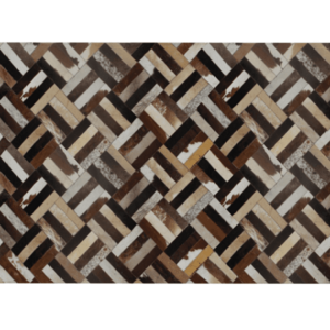 Luxus bőrszőnyeg, barna/fekete/bézs, patchwork, 140x200 , bőr TIP 2 kép