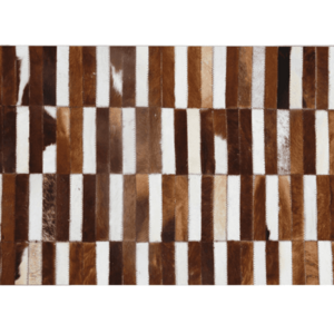 Luxus bőrszőnyeg, barna /fehér, patchwork, 201x300, bőr TIP 5 kép