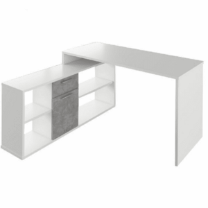 Sarok íróasztal, fehér/beton, NOE NEW kép