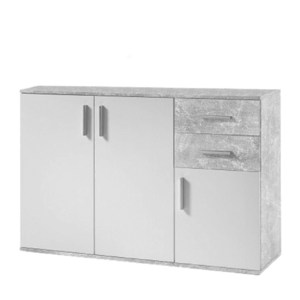 Komód, fehér/beton, POPPY 2 kép