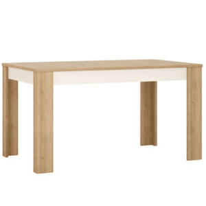 Étkezőasztal LYOT03, nyitható, tölgy riviera/fehér extra magasfényű, 140-180x85 cm, LEONARDO kép