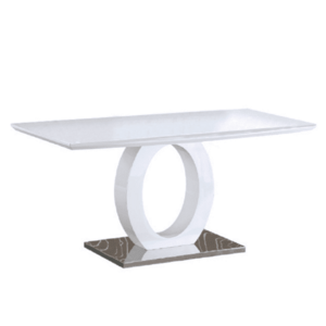 Étkezőasztal, fehér magas fény/acél, 150x80 cm, ZARNI kép