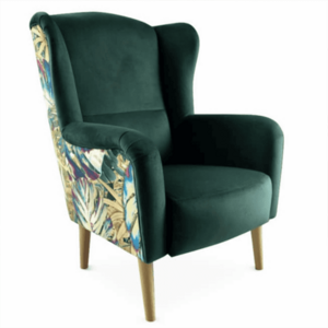 Dizájnos fotel, anyag, smaragd/minta Jungle, BELEK kép