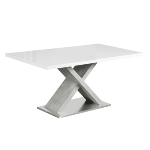 Étkezőasztal, fehér magasfényű HG/beton, 160x90 cm, FARNEL kép