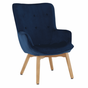 Dizájnos fotel, kék Velvet anyag, FODIL kép