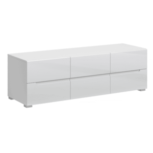 TV asztal 6S/140, fehér/fehér extra magyasfényű HG, JOLK kép