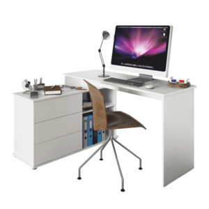 Univerzális sarok PC asztal, fehér, TERINO kép
