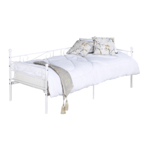 Fém kanapé - egyszemélyes ágy, fehér, 90x200, ROZALI kép
