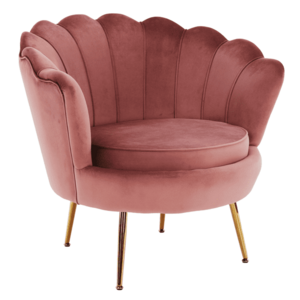 Fotel Art-deco stílusban, rózsaszín Velvet anyag/gold króm-arany, NOBLIN kép