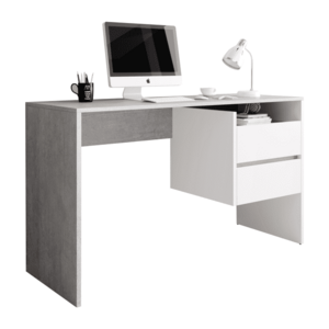 PC asztal, beton/fehér matt, TULIO kép