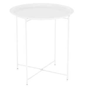 Fehér kisasztal tálcával kép