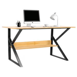 Polcos íróasztal, bükkfa/fekete, TARCAL 140 kép