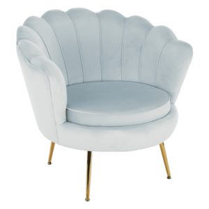 Fotel Art-deco stílusban, szürke-kék Velvet anyag/gold chróm-arany, NOBLIN kép